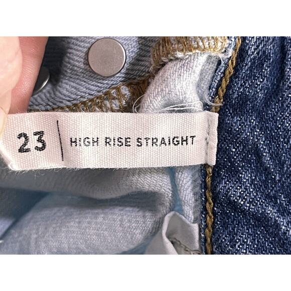PacSun Button-Fly Patch High Rise Straight‎ Jeans Womens 23 Denim Light Blue - Picture 5 of 9